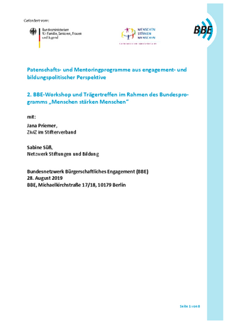 Bericht BBE Trägertreffen Bildung Engagement 2019