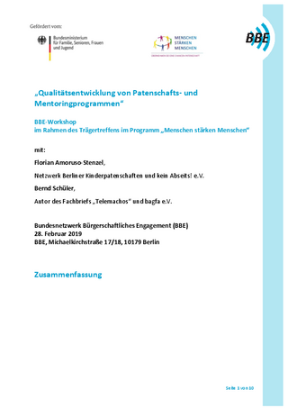 Amoruso-Stenzel: Präsentation Qualität von Patenschafts- und Mentoringprogrammen einschätzen und entwickeln