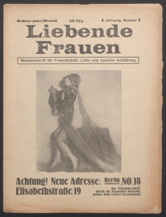 Abb.: Liebende Frauen. Wochenschrift des Deutschen Freundschafts-Verbandes, 4 (1929) 11; aus: Spinnboden Lesbenarchiv & Bibliothek e.V., Berlin. Abb.: Liebende Frauen. Wochenschrift des Deutschen Freundschafts-Verbandes, 4 (1929) 11; aus: Spinnboden Lesbenarchiv & Bibliothek e.V., Berlin.